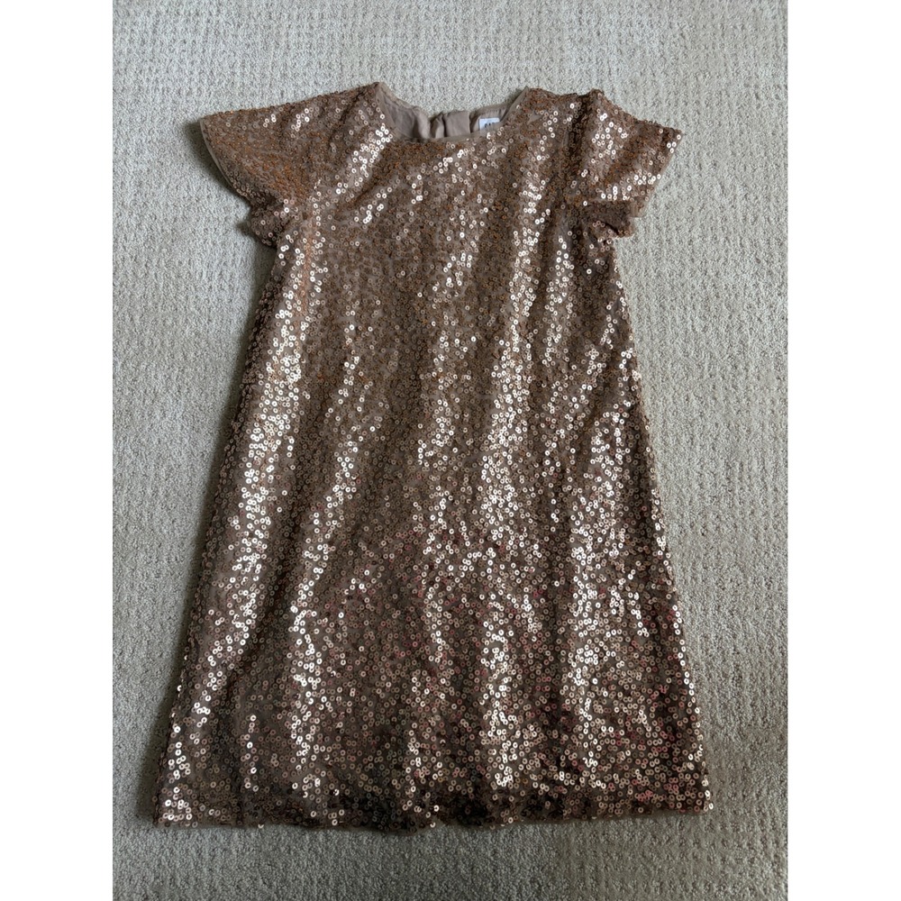 Gap Kids Girls Gold‎ Sequin Shift Dress Size L 10-11 Years Holiday Party